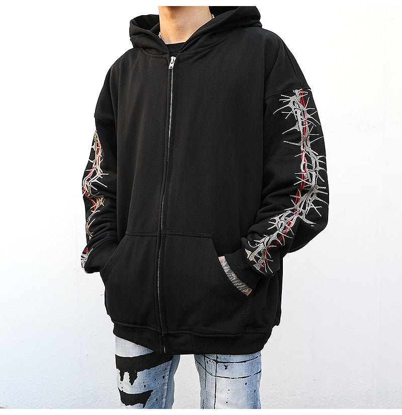 Fleece Black Zip Up Chrome Hearts New York Hoodie - Jackets Expert