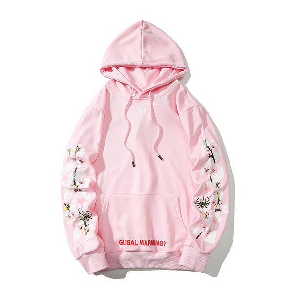 Pink off deals white hoodie mens